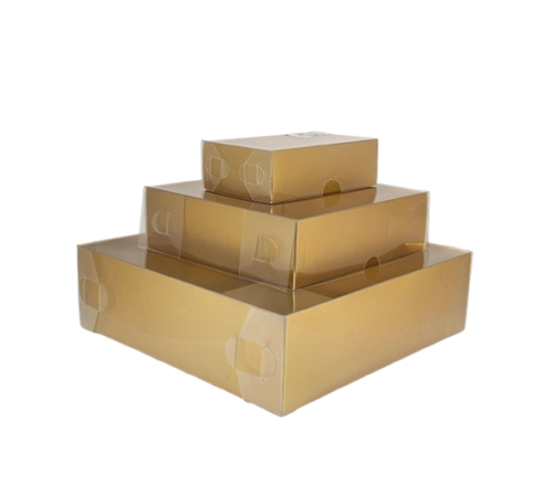 Caja tapa acetato dorada